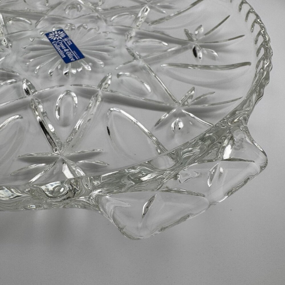 Vintage Anchor Hocking Cross & Olive Glass Platter w/ Handles | Wedding Decor - Picture 4 of 5